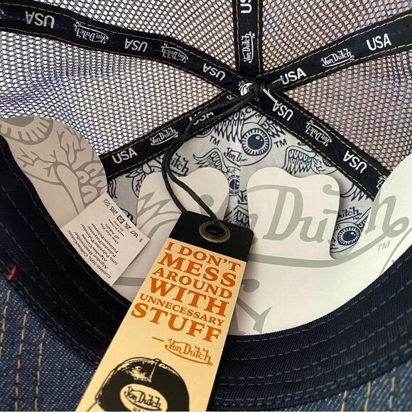 NWT Von Dutch rhinestone logo denim trucker hat Y2K main image 11